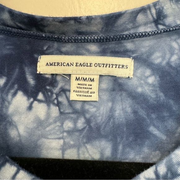 American Eagle Tie Dye Cutout Shirt Dress Blue & White - Picture 5 of 6